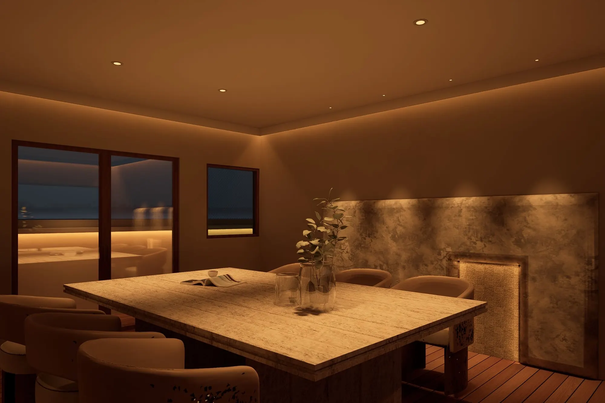 Design render of the dining deck on The James